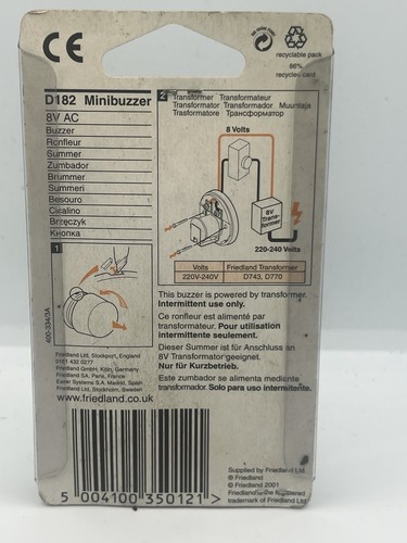 Honeywell Friedland D182 Mini Buzzer Wired Door Buzzer Ronfleur Summer 80dB UK - Picture 3 of 4