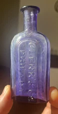 NICE AMETHYST PERFUME BOTTLE GLENN & CO. PHILADELPHIA, PA 1860'S ERA DUG L@@K