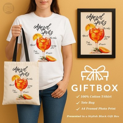 Aperol Spritz Korb Geschenkbox für Sie Ihn Geburtstag T-Shirt Tragetasche gerahmt Foto