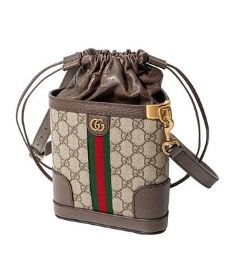 Gucci Ophidia GG Supreme Drawstring Shoulder Bag Beige Ebony 752583 Italy