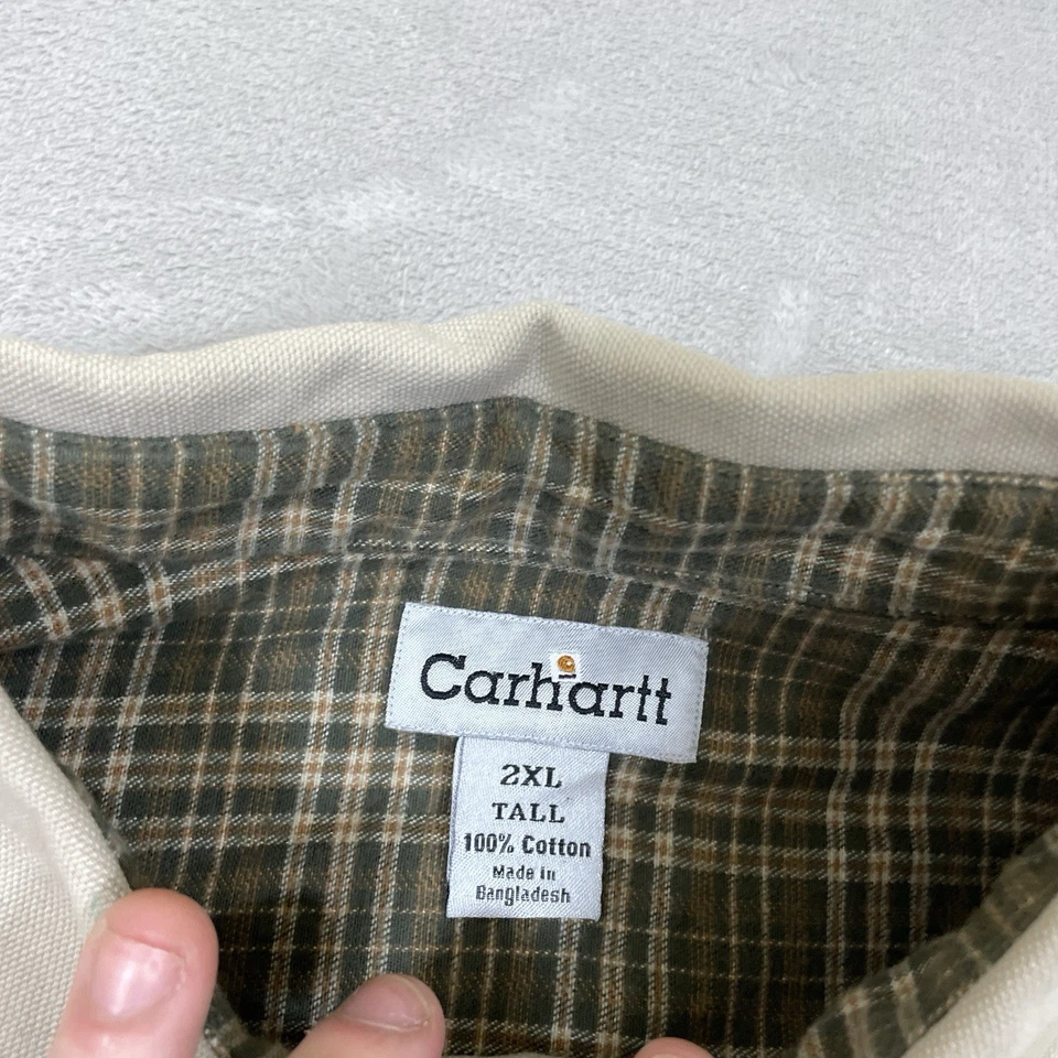 Chaqueta Carhartt Para Hombres 2XLT Botón a Presión Franela Forrada S96STN DE COLECCIÓN Alta *pequeña mancha Foto 4 de 4