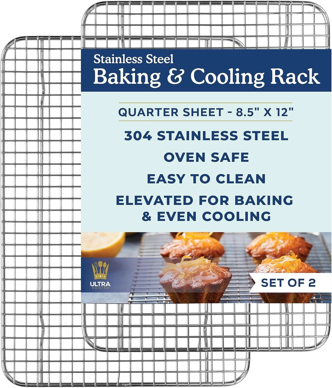 Oven-Safe Dishwasher-Safe 100% Stainless Steel Cooling & Baking Rack Set
Opens in a new window or ta
