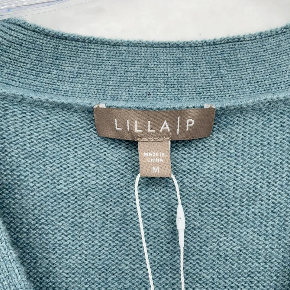 Lilla P Sweater Medium Womens Blue Cashmere Blend Merino Wool New NWT - Image 2 of 4