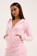Image of BNWT Juicy Couture Baby Pink Velour Zip Up Hoodie, Sz M, RRP £95
