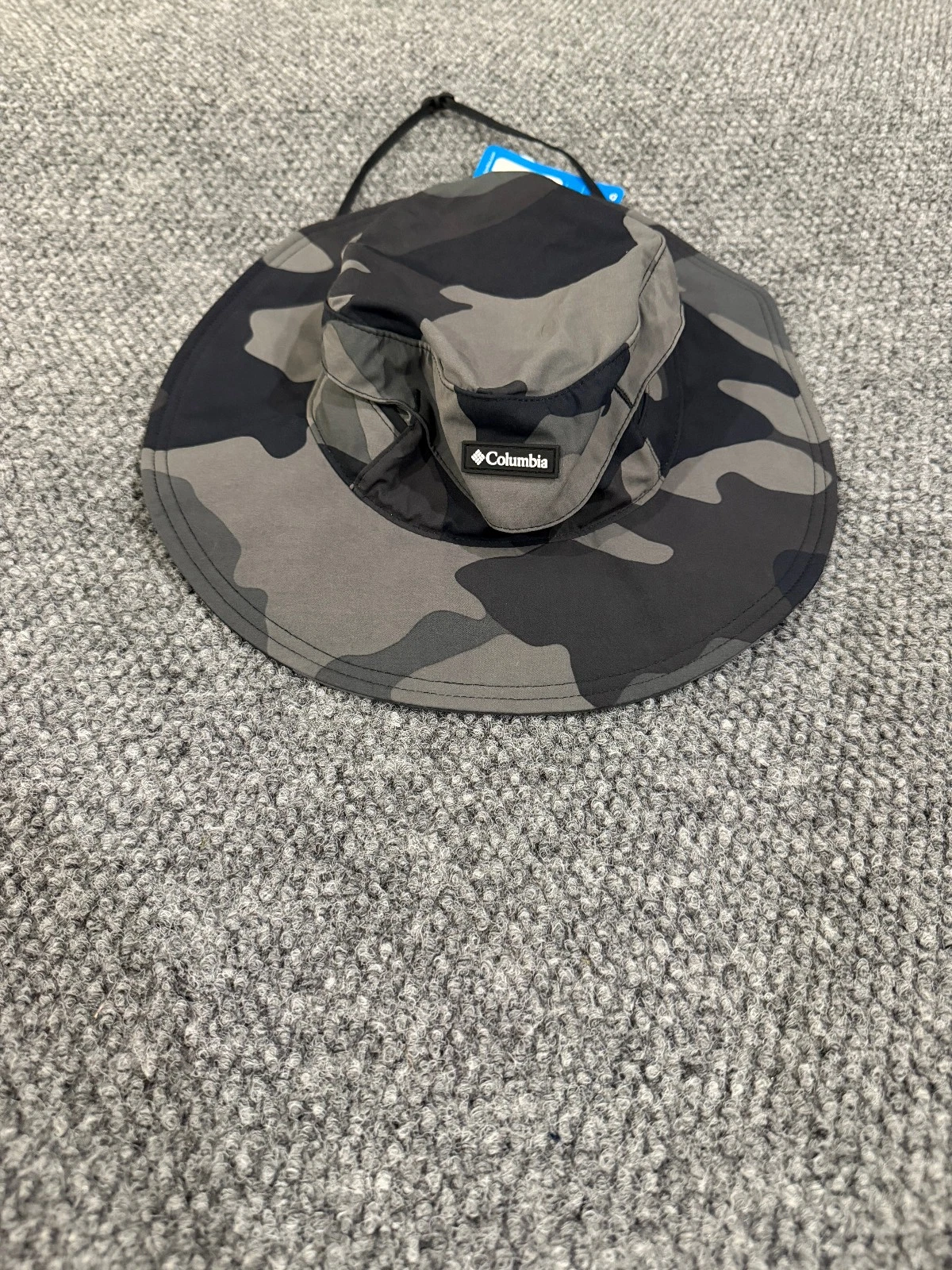 Columbia Booney Hat Mens S M Gray Black Camo Wide Brim Outdoor Fishing Hiking