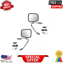Side View Manual Mirrors Stainless Steel Pair Set For Ford F-series Pickup Truck Side View Manual Mirrors Stainless Steel Pair Set For Ford F-series Pickup Truck