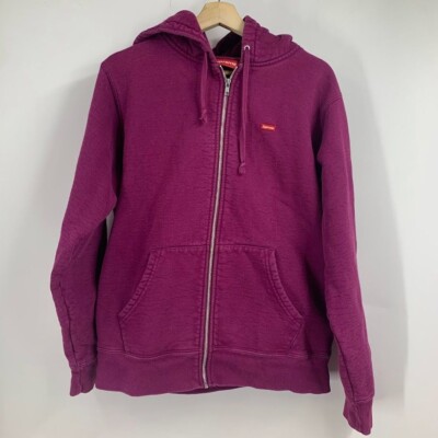 Supreme Men's Small Box Full Zip Up Sweatshirt Hoody in Plum Supreme Men's Small Box Full Zip Up Sweatshirt Hoody in Plum
