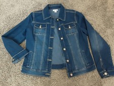 Hannah Jeweled Button Jean Jacket Size Small