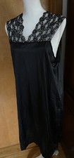 Vintage Sears Nightgown Size 38-40 Black Nylon Lace Sleeveless Peignoir
