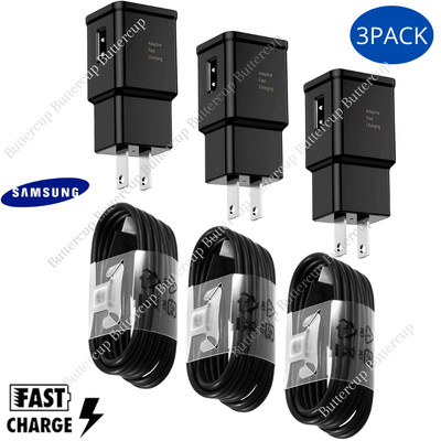 3 PACK Type USB-C Fast Wall Charger Adaptive For Samsung Galaxy S22 S21 S20 S10