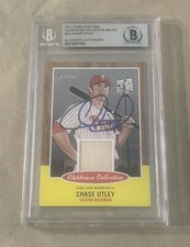 Chase Utley Signed 2011 Topps Heritage Relics Baseball Card Beckett Slabbed BAS