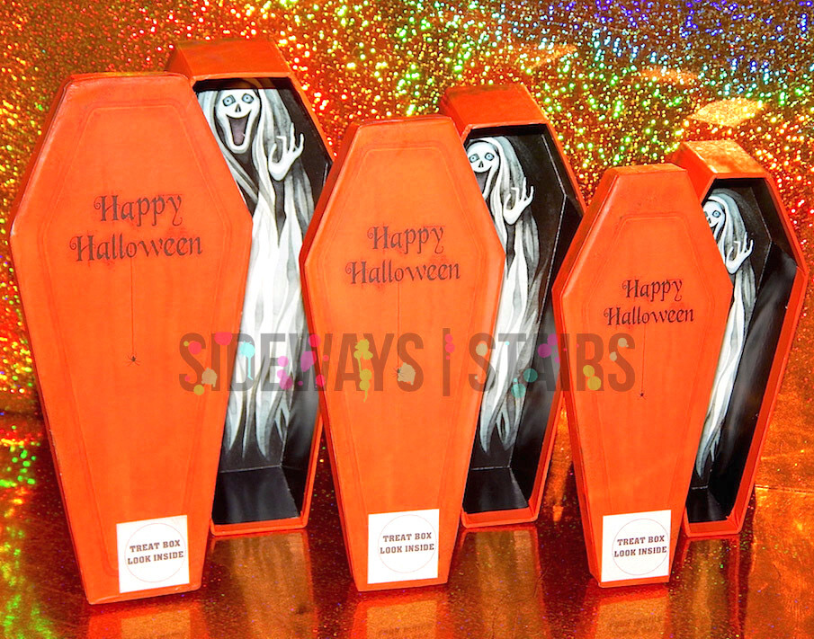 COFFIN NESTING BOXES Halloween treat box set ghost ghoul spirit