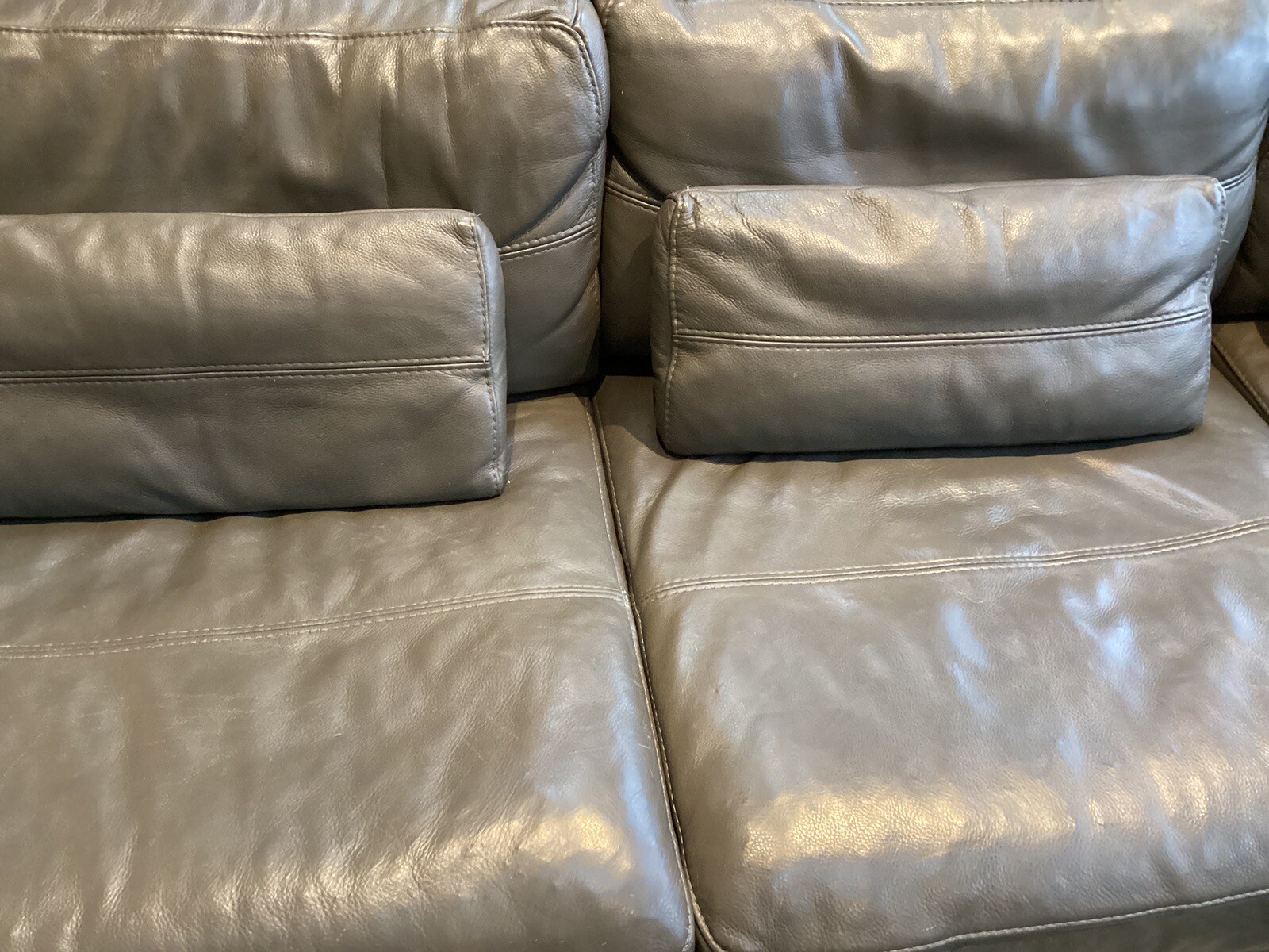 Large grey leather corner suite 5/6 seat sofa with Chaise Lounge eBay