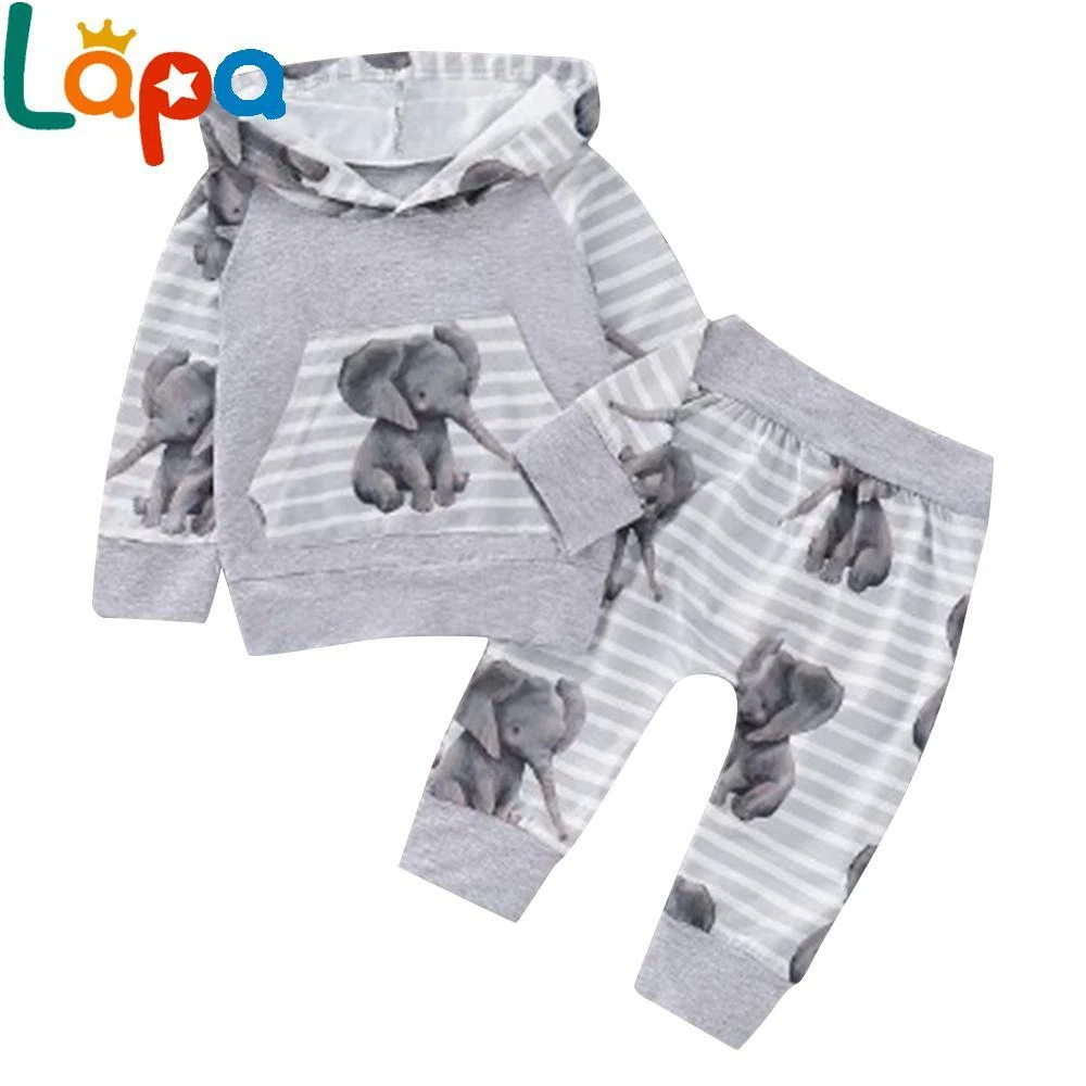 LAPA Newborn Baby Boys Tracksuit Hooded Tops Pants Trousers