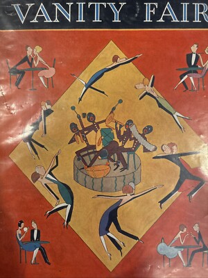 Vanity Fair 1925 May Cover Caricatures of couples dancing around Jazz band.