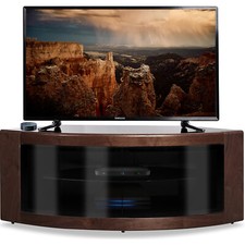 Homeology PANGEA Black Walnut Beam-Thru Curved Tru-Corner 32”-50” TV Cabinet