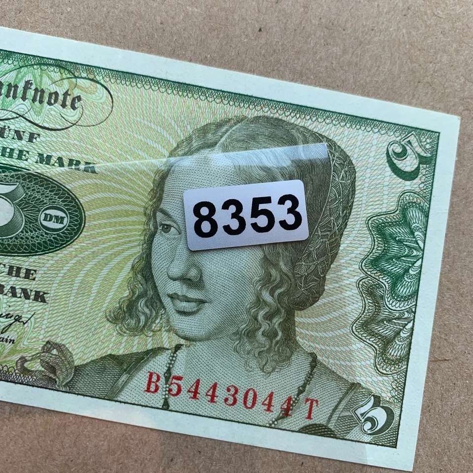 Billete de 5 marcos de Alemania 1960 moneda alemana papel moneda pre euro recuerdos Foto 4 de 4