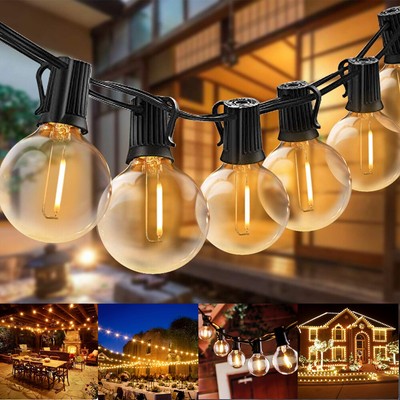 LED Lichterkette 3/7.6/9/15M G40 Glühbirnen Lichter Garten Party Außen Strom DE