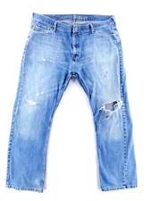 Nautica Jeans Co Mens Size 42x32 Bootcut Distressed Med Wash Denim Blue Jeans