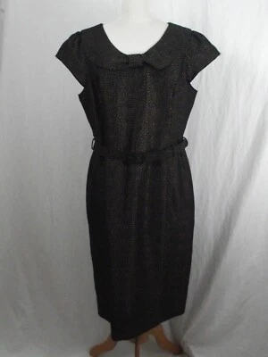 Robe neuve doublée noir et mordoré, manches courtes et Col rond "Laura Ashley" - Photo 1/4
