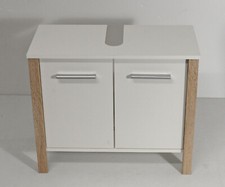 Waschbeckenunterschrank Victoria weiß Sonoma Eiche Optik Griffe Chromoptik