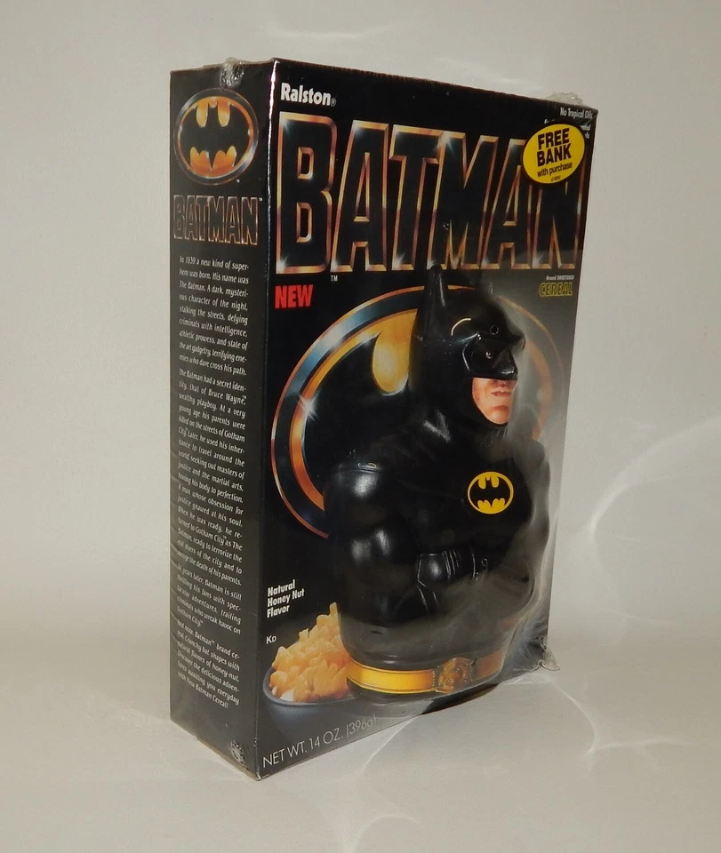 Cereal Batman Ralston 1989 juguete vintage nuevo en stock con banco - sellado de fábrica Foto 2 de 4
