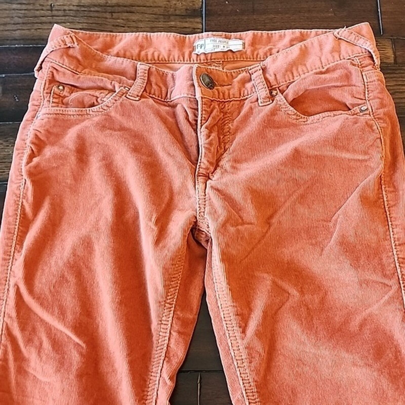 Free People orange corduroy skinny pants size 27 - image 6