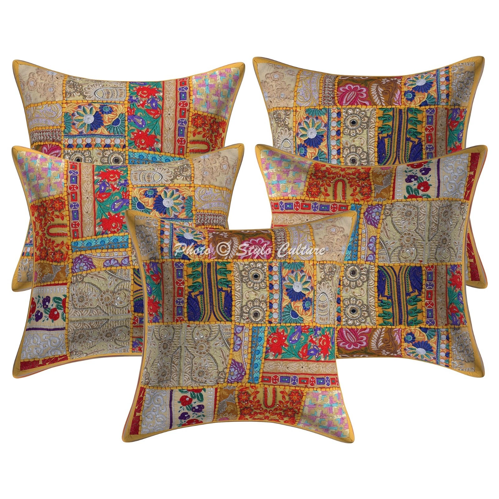 Handwoven Home Decor Cushion Patchwork Vintage Pillow Cover Case Meditation