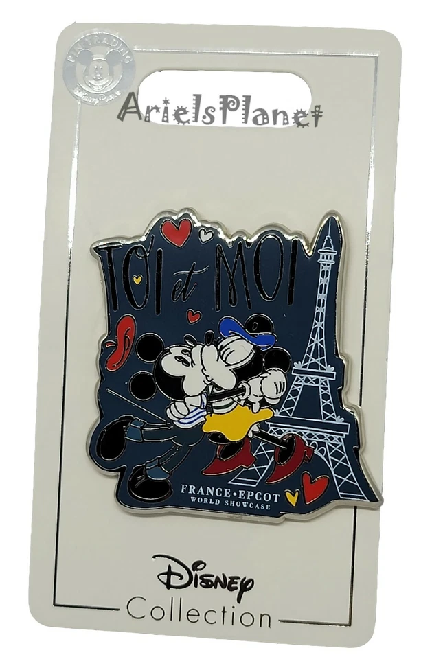 Disney Pin Epcot France Mickey Mouse & Minnie Kissing "Toi et Moi" (You & Me)