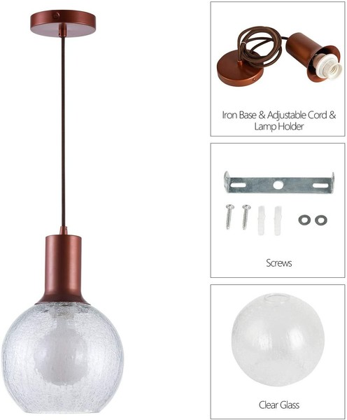 Pendelleuchte Glaskugel HäNgelampe Design Esstischleuchte Schlafzimmerlampe E27-image