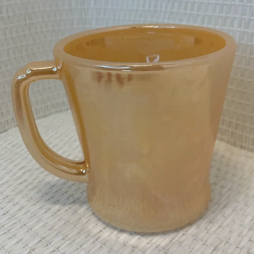 Fire King Ware Peach Luster Cup Mug Milk Glass Anchor Hocking USA