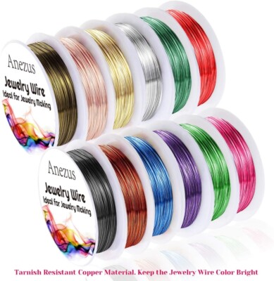 12 Rollos 0.4mm Alambre De Cobre Multicolor Para Manualidades Joyeria Bisuteria