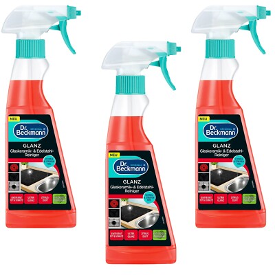 3x 250 ml Dr. Beckmann Glaskeramik Glanz Edelstahl Reiniger strahlender Glanz