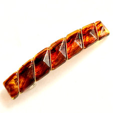 Vintage Faux Tortoise Shell Barrette Gold 80s 90s Hair Jeweled Plastic Acrylic