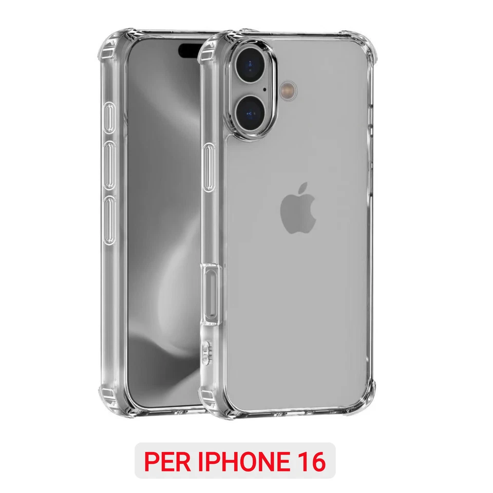 CUSTODIA COVER TRASPARENTE ANGOLI RINFORZATI ANTIURTO per IPHONE 16 PRO MAX PLUS - Immagine 2 di 4