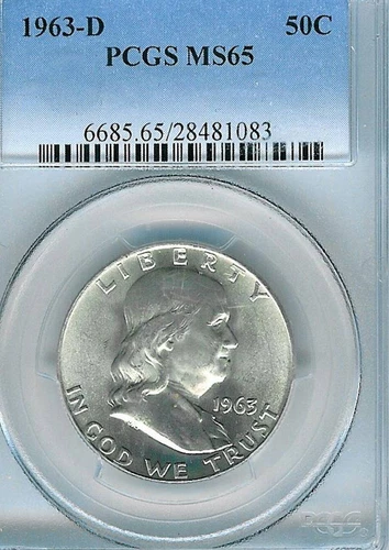 1963-D Franklin Half : PCGS MS65 Blazing White