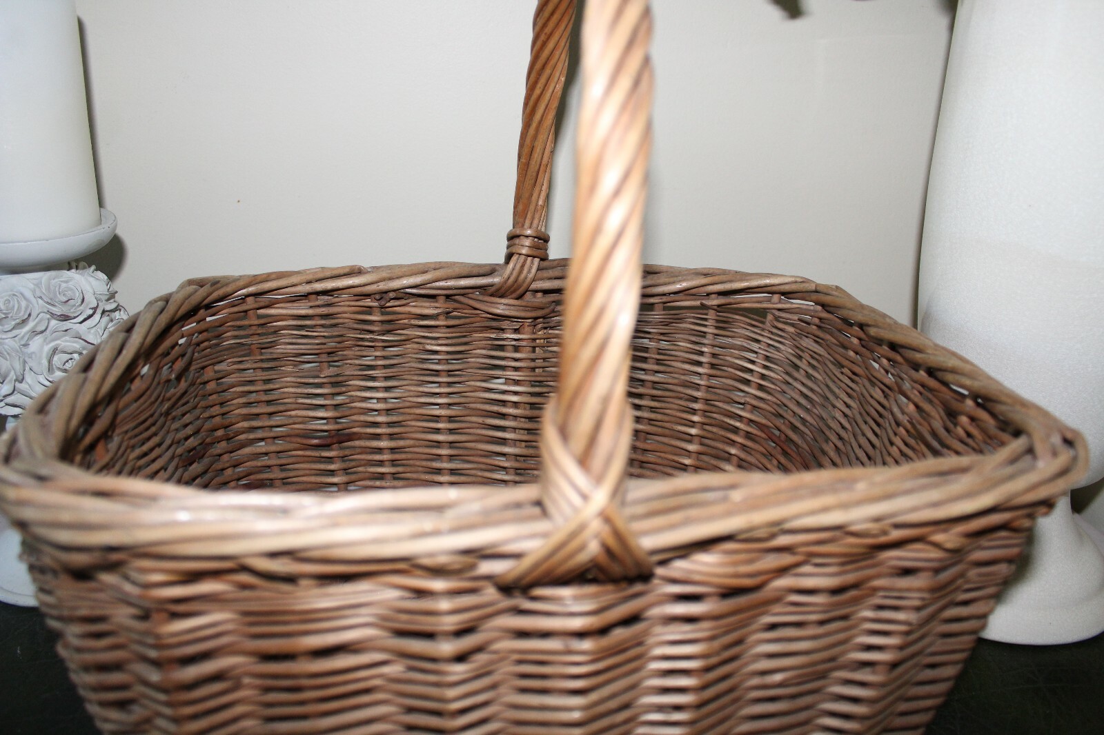 Vintage Sturdy Wicker Hand Basket,Cath Kidston Ditsy Rose Muffin Top