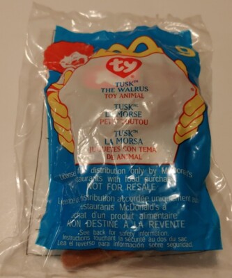 McDonald's Happy Meal Beanie Babies #9: Tusk The Walrus, New on Sealed Bag, 2000