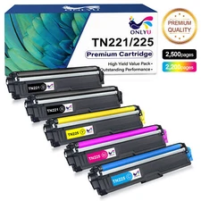 5PK TN221 TN225 Toner Cartridges for Brother HL-3140CW DCP-9020CDW MFC-9340CDW
