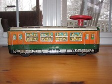 Ichiko Tin Toy Passenger Express Train with steering wheel handle 19 inches long