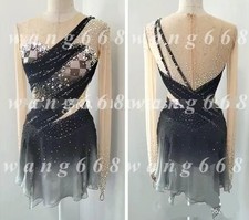Figure Skating Dress Ice Skating Dress Competition black dyeing gray handmade