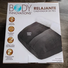 Body Innovations Soothing FOOT WARMER MASSAGE Heat Memory Foam BRAND black NEW