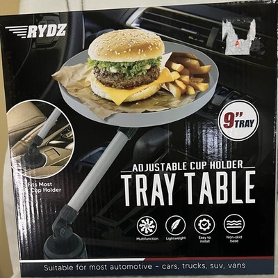 Rydz Adjustable 9  Extended Tray Table for Vehicle  - Fits Most Cup Holders