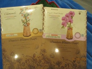 Rowood Wooden Bloom Craft Kit Lot of 2 ** Purple Orchid & Camomile** New Sealed