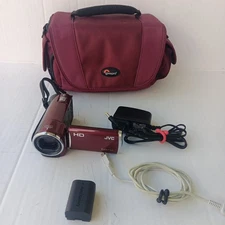 JVC Everio GZ-HM30RU Camcorder Charging Cable + Case Bundle Red Tested & Working