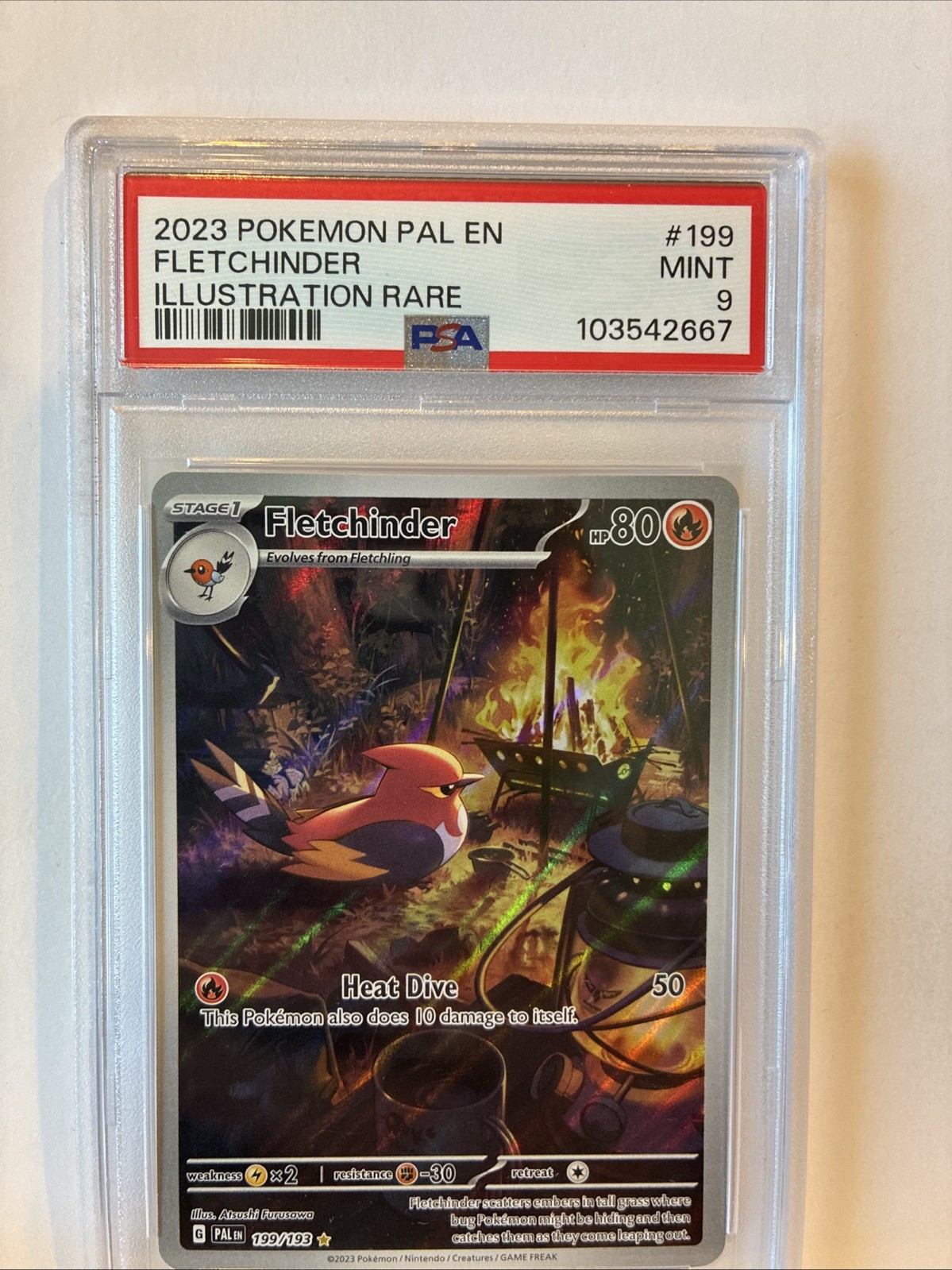 2023 Pokemon SV Paldea Evolved Fletchinder #199/193 PSA 9