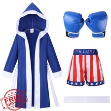 Kosgraiy Kids Boxing Costume Robe Shorts Gloves Halloween Boxer Suit Boys