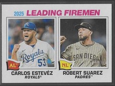 2026 Topps Heritage #8: Carlos Estevez/Robert Suarez LEAGUE LEADERS
