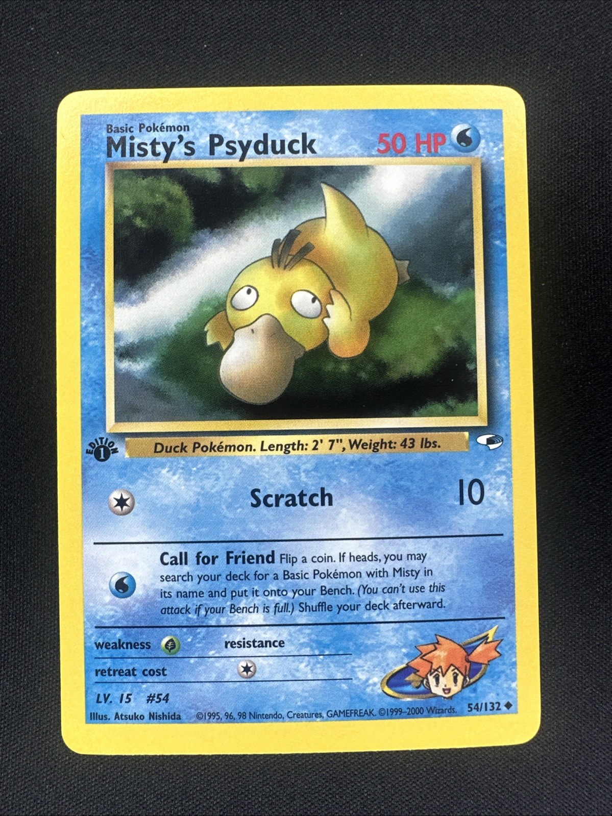 Pokemon Misty's Psyduck 1st Edition Gym Heroes Uncommon 54/132 Regular WOTC LP