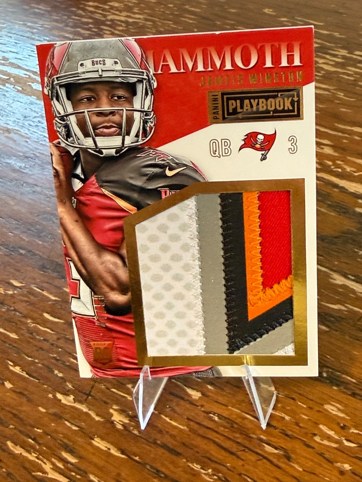 2015 Panini Playbook Jameis Winston Mammoth Patch Rookie Buccaneers 3-Color /50